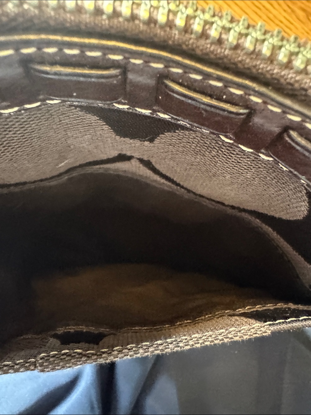 Coach Dark Brown Patchwork Crossbody with Suede, Snakeprint & Patent Stripes - Picture 8 of 9